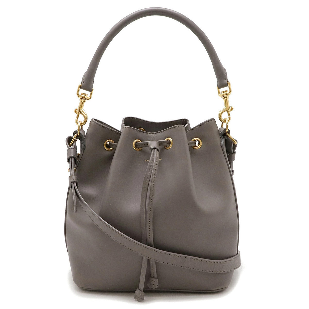 SAINT LAURENT PARIS YSL Yves Emmanuel 2way Shoulder Bag Drawstring Gray